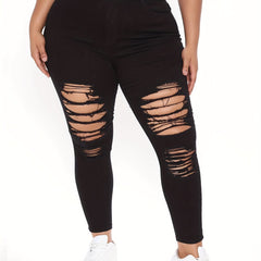 Casual Ripped High Rise Skinny Jeans