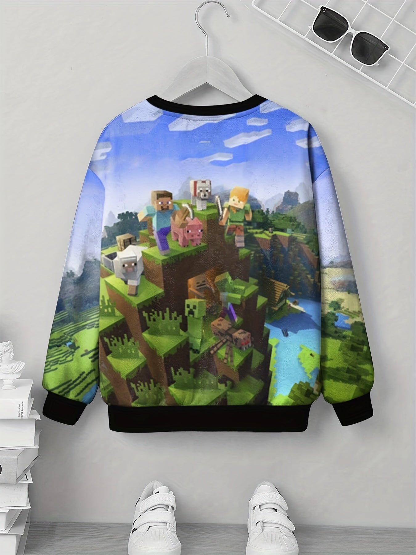 Teens 3D Print Sweatshirt Kids Casual Pullover Building Block Graphic