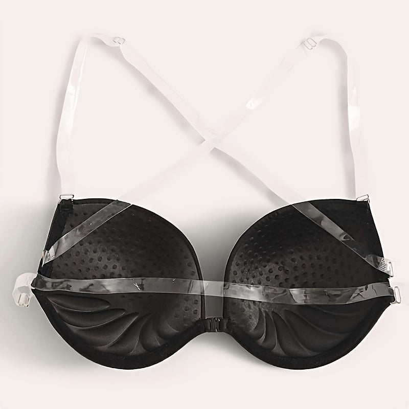Solid Push Up Bra Comfy & Breathable Invisible Bra Women's Lingerie