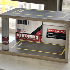 1:18 & 1:24 Solid Wood Garage w/ Lighting Alloy Car Storage Parking Lot Model