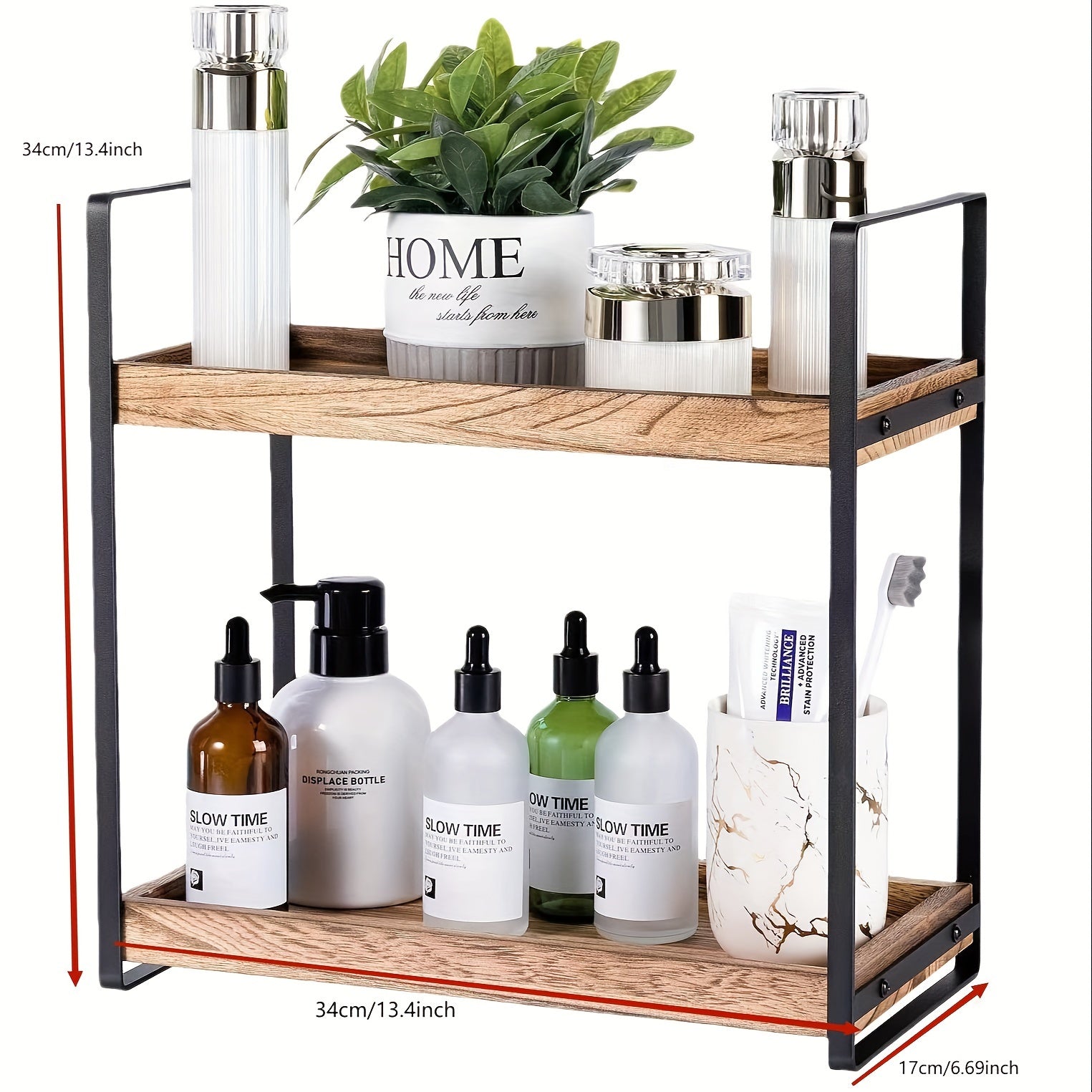 3 Tier Wooden Storage Rack Bathroom Kitchen Toiletries Flower Seasoning Shelf