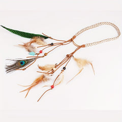 Peacock Feather Hair Band Western Style Hair Rope Indian Headband