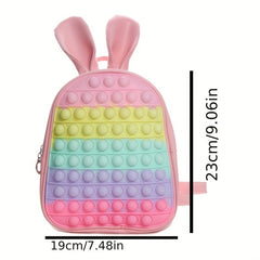 Funny Rabbit Rainbow Color Backpack Silicone Soft Student Gift