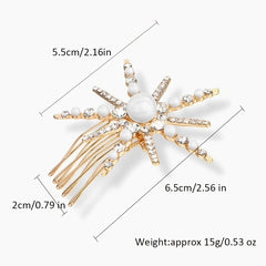 Sunflower Rhinestone Pearl Hair Comb Golden Hairpin Bridal Wedding Accessories