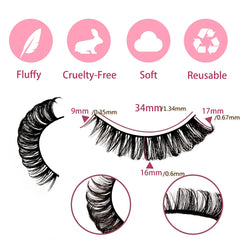 Faux Mink Hair False Eyelashes Little Devil 16mm Natural Look 10 Pairs