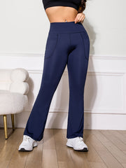 Women's High Waist Flare Pants Quick Drying Body Shaping Spandex Polyester Blend