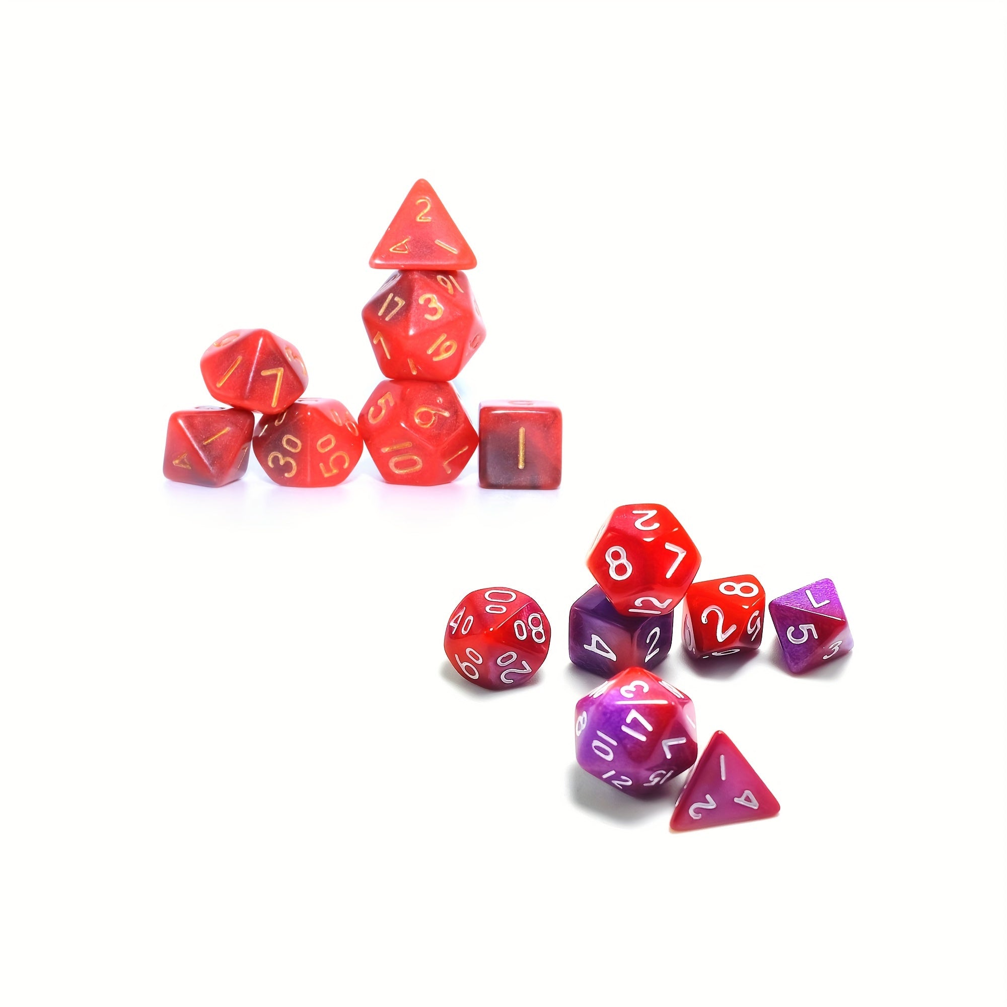 Mini Dice Set Red & Purple Polyhedral Dice for Board Game