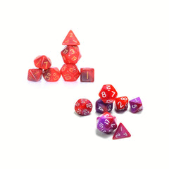 Mini Dice Set Red & Purple Polyhedral Dice for Board Game