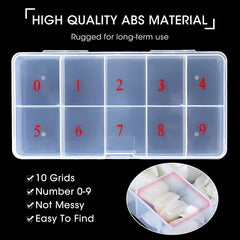 10-Section Clear Plastic Nail Tip Storage Organizer
