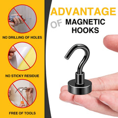 10pcs Magnetic Hooks 25Lbs Strong for Kitchen Home Office Garage