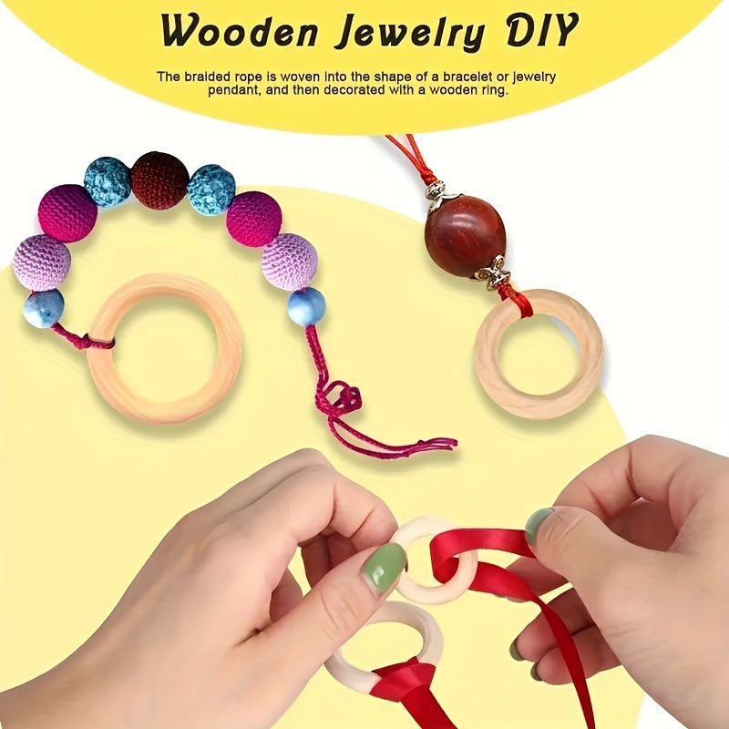 10PCS Wooden Rings for Crafts Macrame Natural Wood Circle Beads