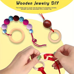 10PCS Wooden Rings for Crafts Macrame Natural Wood Circle Beads