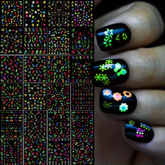 24pcs Glow in the Dark Nail Stickers Self Adhesive Shimmering Waterproof