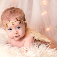 2pcs Feather & Leaf Hairband Set for Newborn Photoshoots
