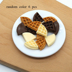 Waffle Cake PVC Lattice Biscuit Food Model DIY Cream 6pcs