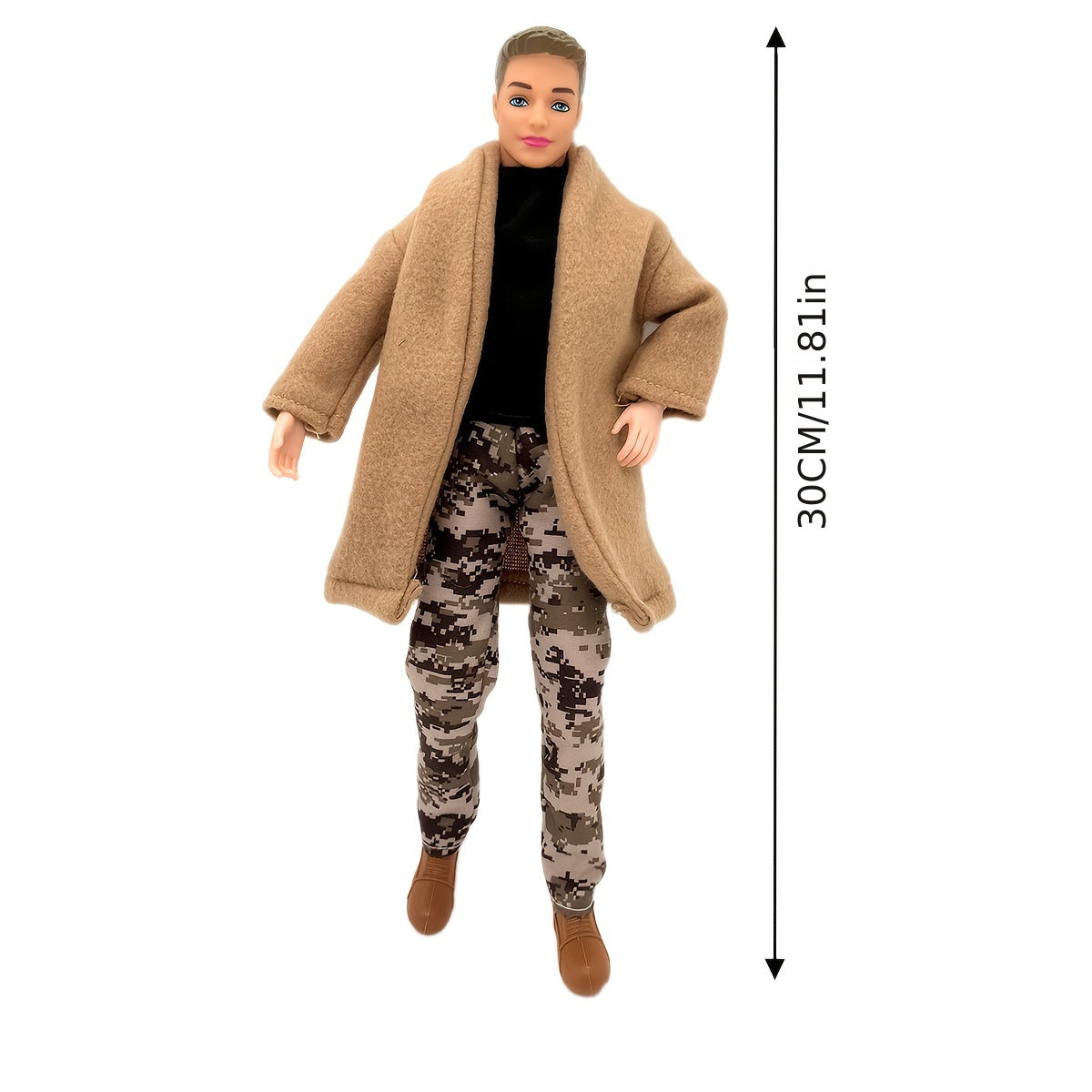 Jointed Male Doll with Three-Piece Clothing Set and Shoes