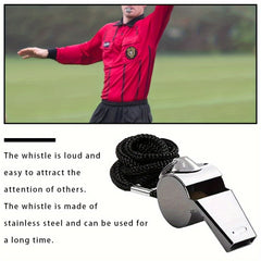 2pcs Stainless Steel Referee Whistles with Lanyard