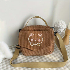 Embroidered Bear Crossbody Bag Shoulder + Purse