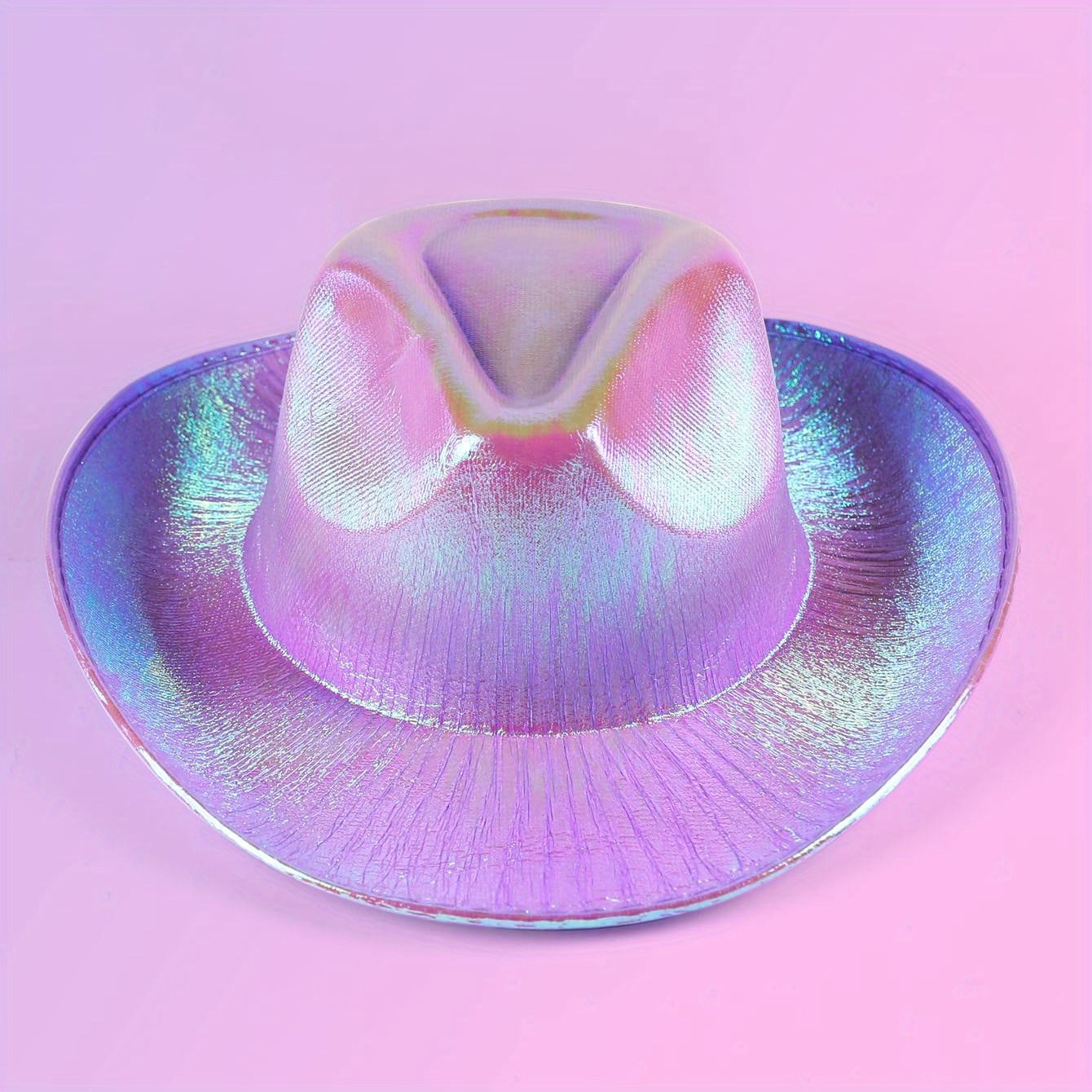 Y2K Laser Cowboy Hat Fluorescent Jazz Fedora Cap Vintage Hip Hop