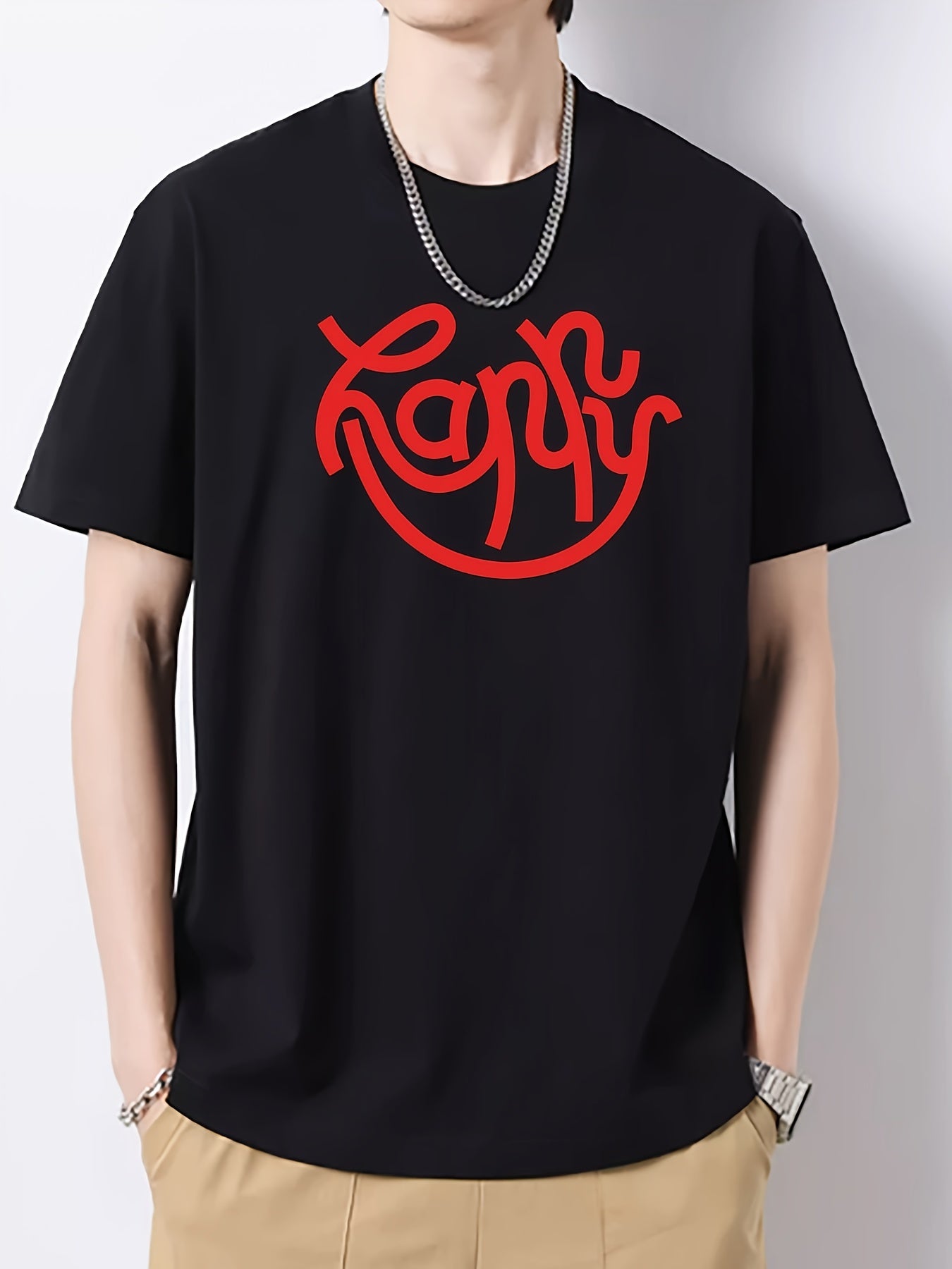 Men's Artistic Letters Print Slim Fit T-shirt