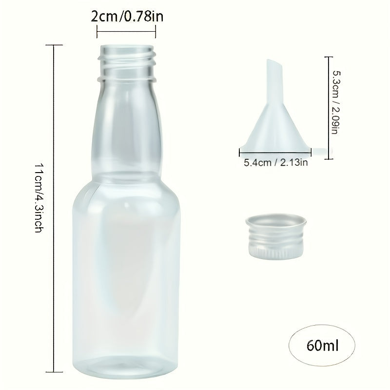 24pcs Mini Empty Bottles 60ml PET Bottles Reusable With Lids Funnel