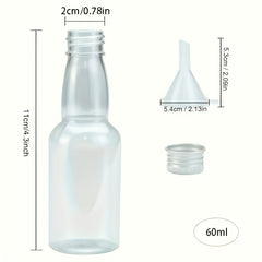 24pcs Mini Empty Bottles 60ml PET Bottles Reusable With Lids Funnel
