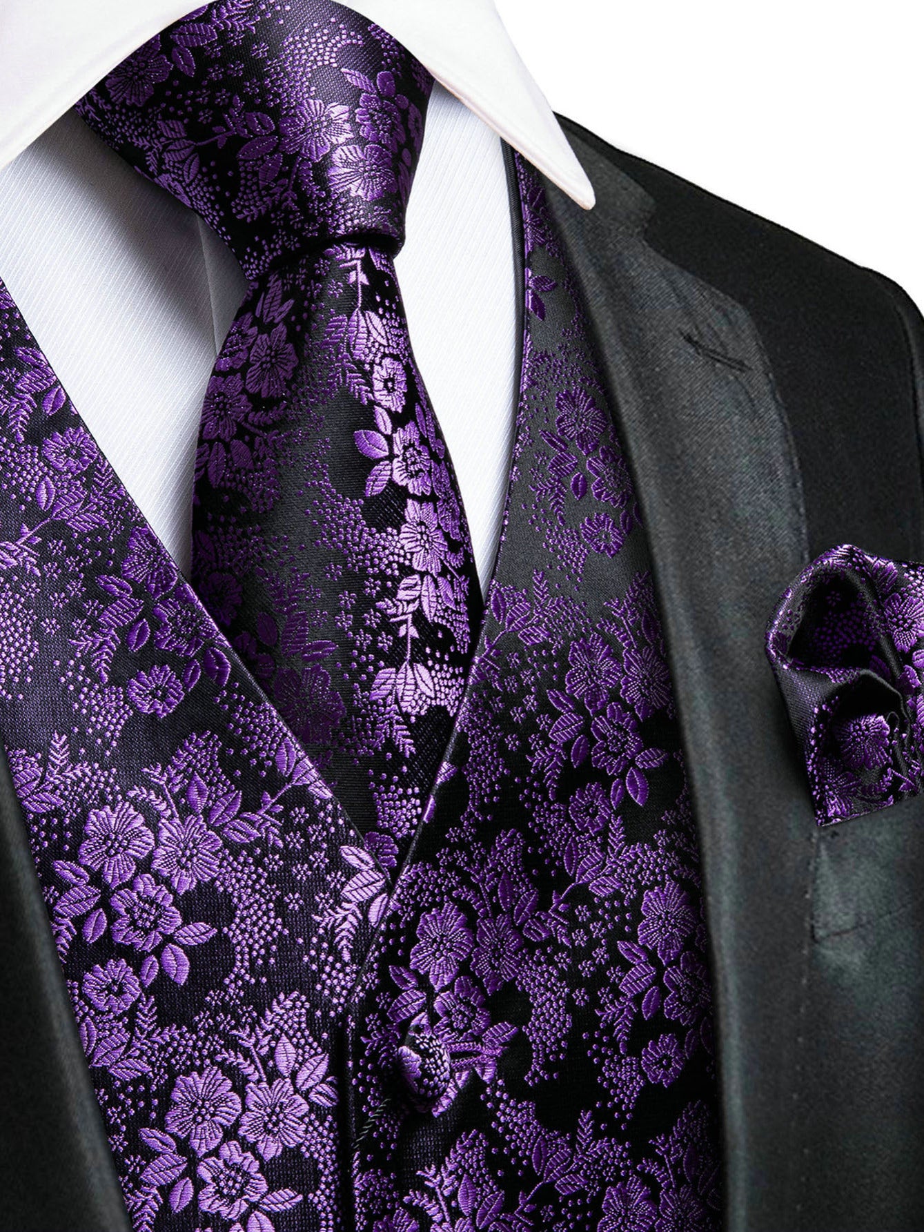 Men's Purple Paisley Casual V-neck Button Vest