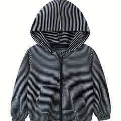 Boys Casual Stripe Hooded Zip Up Cotton Jacket Kids Clothing