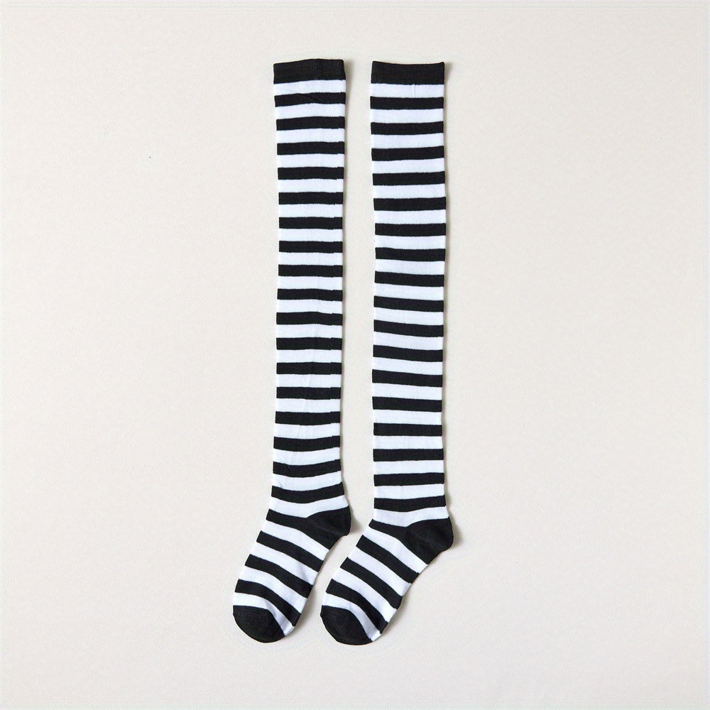 Striped Thigh High Socks Cosplay Over The Knee Socks Women's Stockings