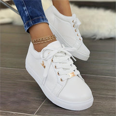 Women's Round Toe Flat Shoes Lace Versatile Walking Shoes