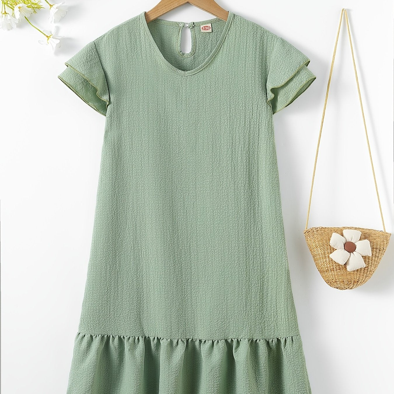 Girls V neck Short Sleeve Dress Kids Clothes Summer