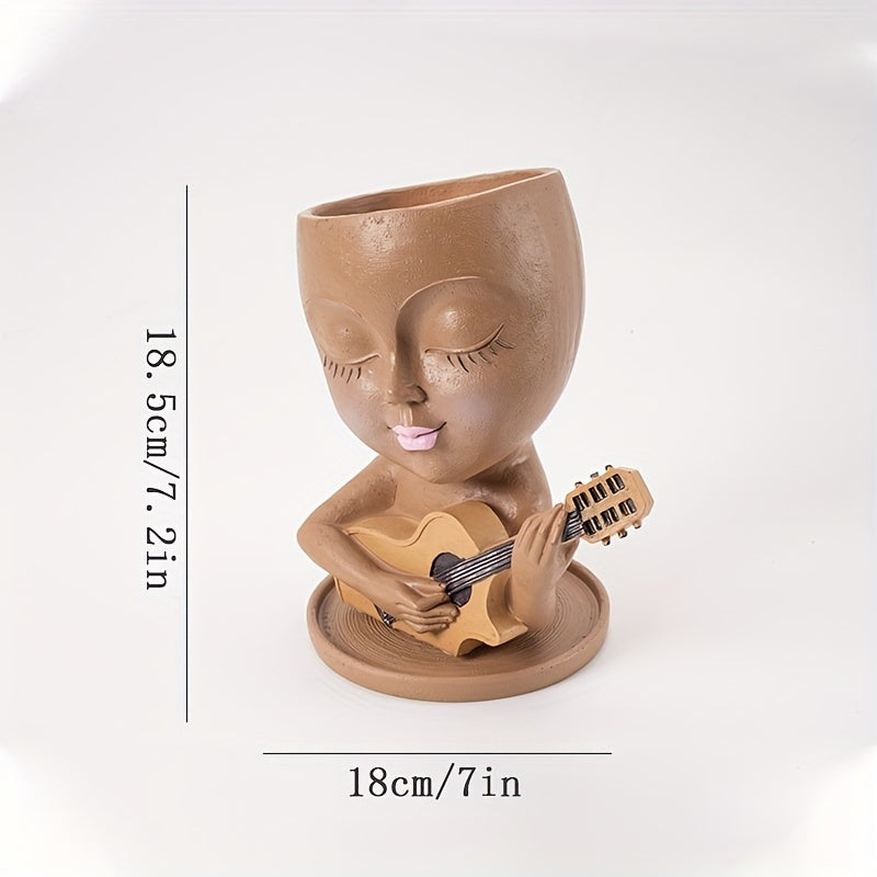 Resin Guitar Vase Kids Room Office Living Decor
