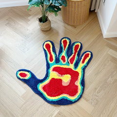 Soft Palm Shape Rug Multicolor Flocking Material Decor
