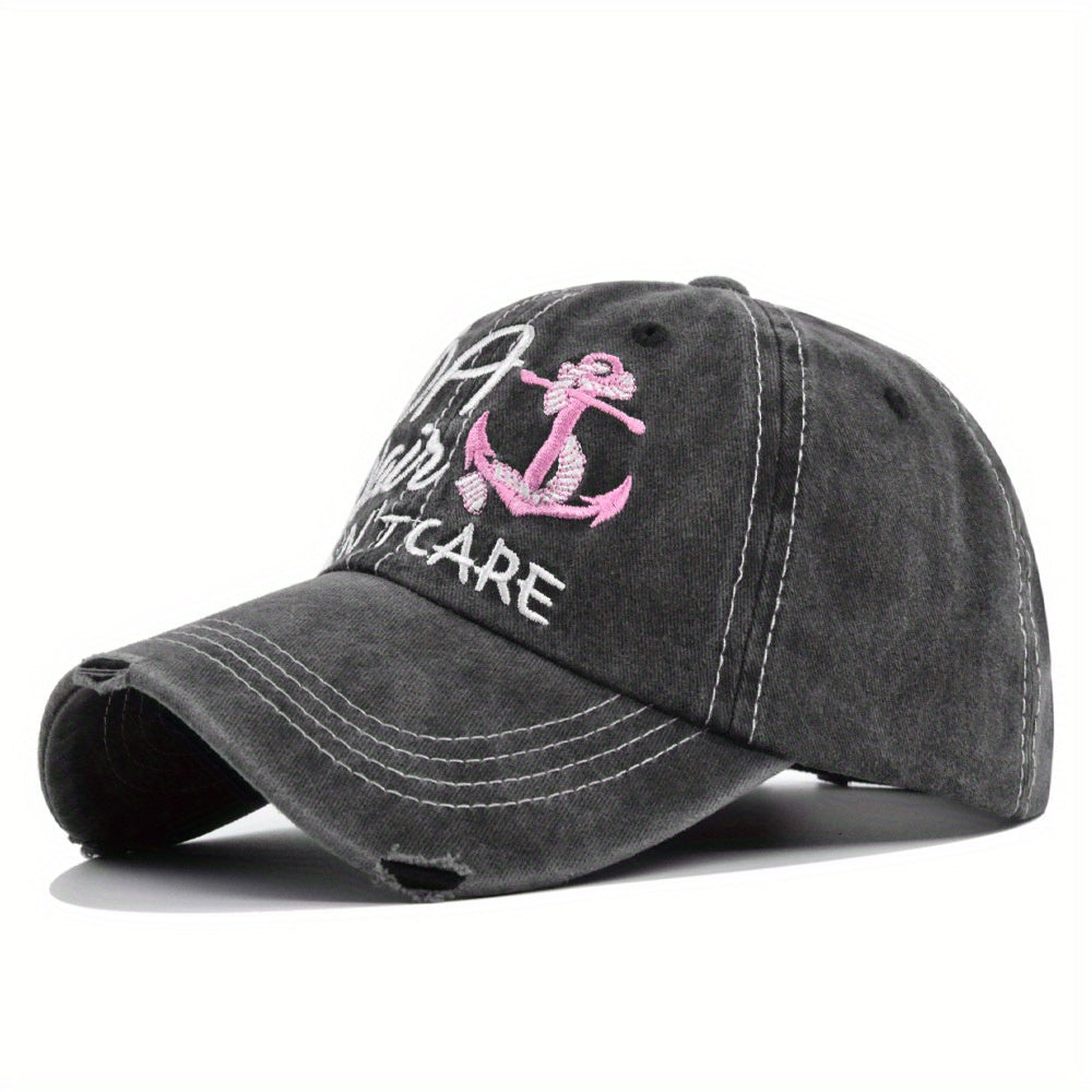 Boat Hair Don't Care Baseball Cap Embroidery Candy Washed Distressed Sun Hat