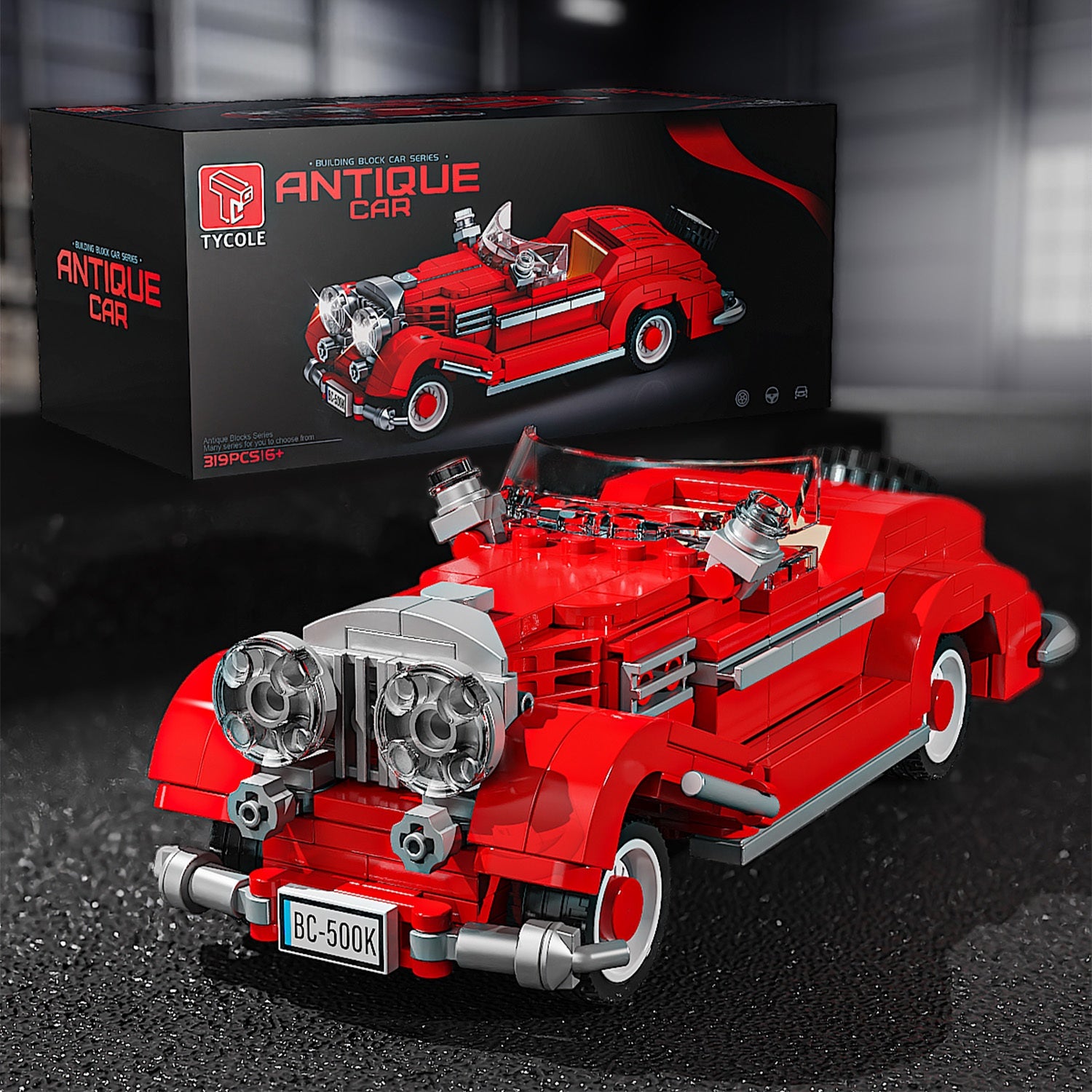 309pcs Retro Car Model Building Blocks with Display Box