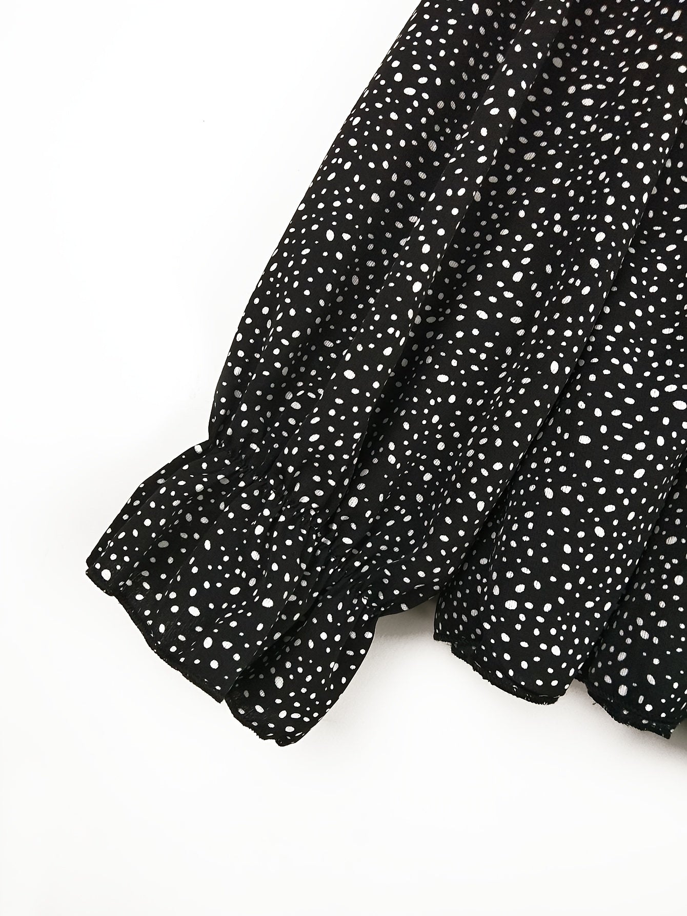 Polka Dot V Neck Peplum Blouse