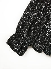 Polka Dot V Neck Peplum Blouse