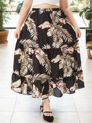 Women's Plus Tropical Print Smock Maxi Skirt