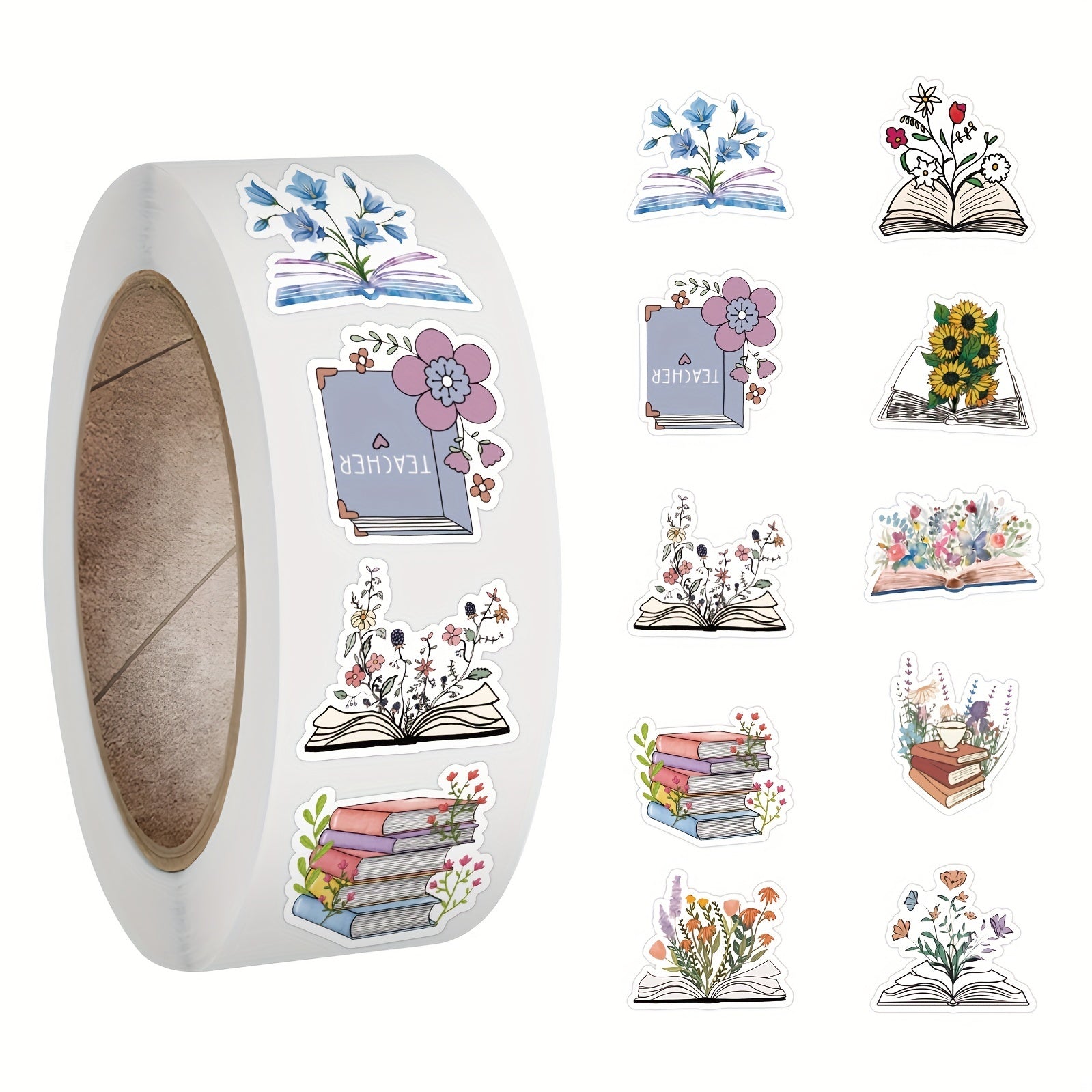 500 Pcs Flower Sticker Book Roll Waterproof Vinyl Stickers