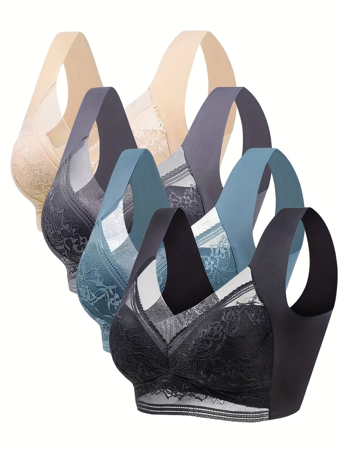 4pcs Wireless Push Up Bras Women's Lingerie