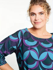 Women's Plus Geometric Print Half Sleeve Round Neck Mini Dress