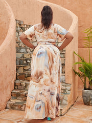 Tie Dye Crop Top & Maxi Skirt Set Women's Plus 2pcs Outfit