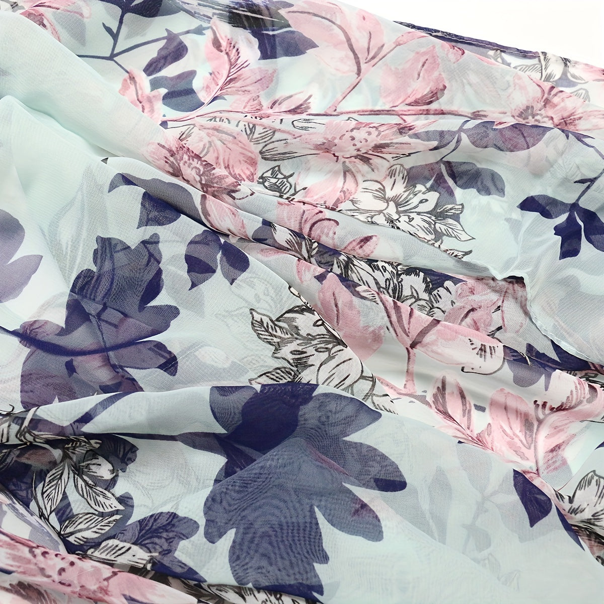 Vintage Flower Print Chiffon Scarf Long Shawl Head Wrap
