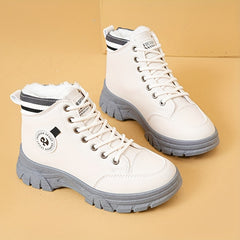 Women's Thick Sole Lace up Ankle Boots Non slip Platform Sneakers
