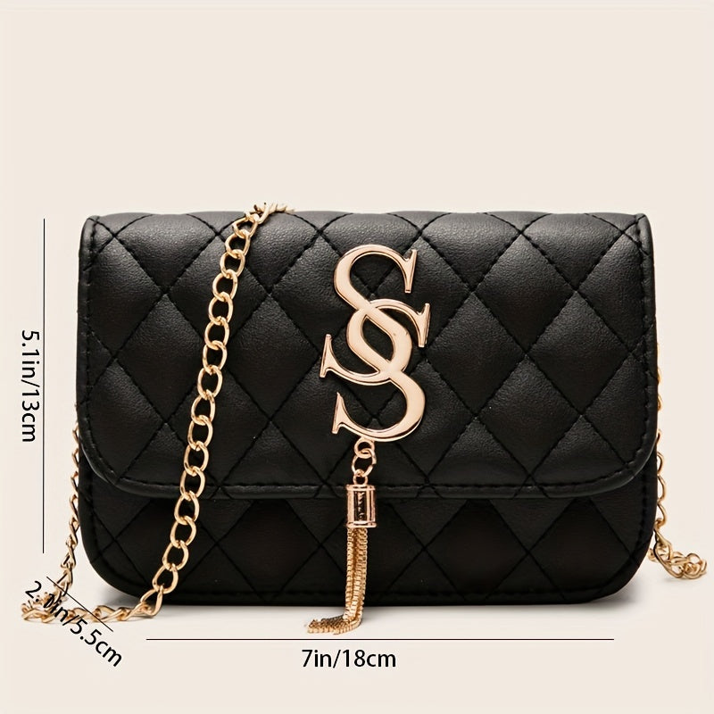 Chain Crossbody Bag Quilted Square Flap Purse Tassel Shoulder Bag