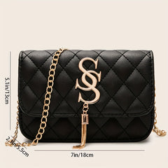 Chain Crossbody Bag Quilted Square Flap Purse Tassel Shoulder Bag