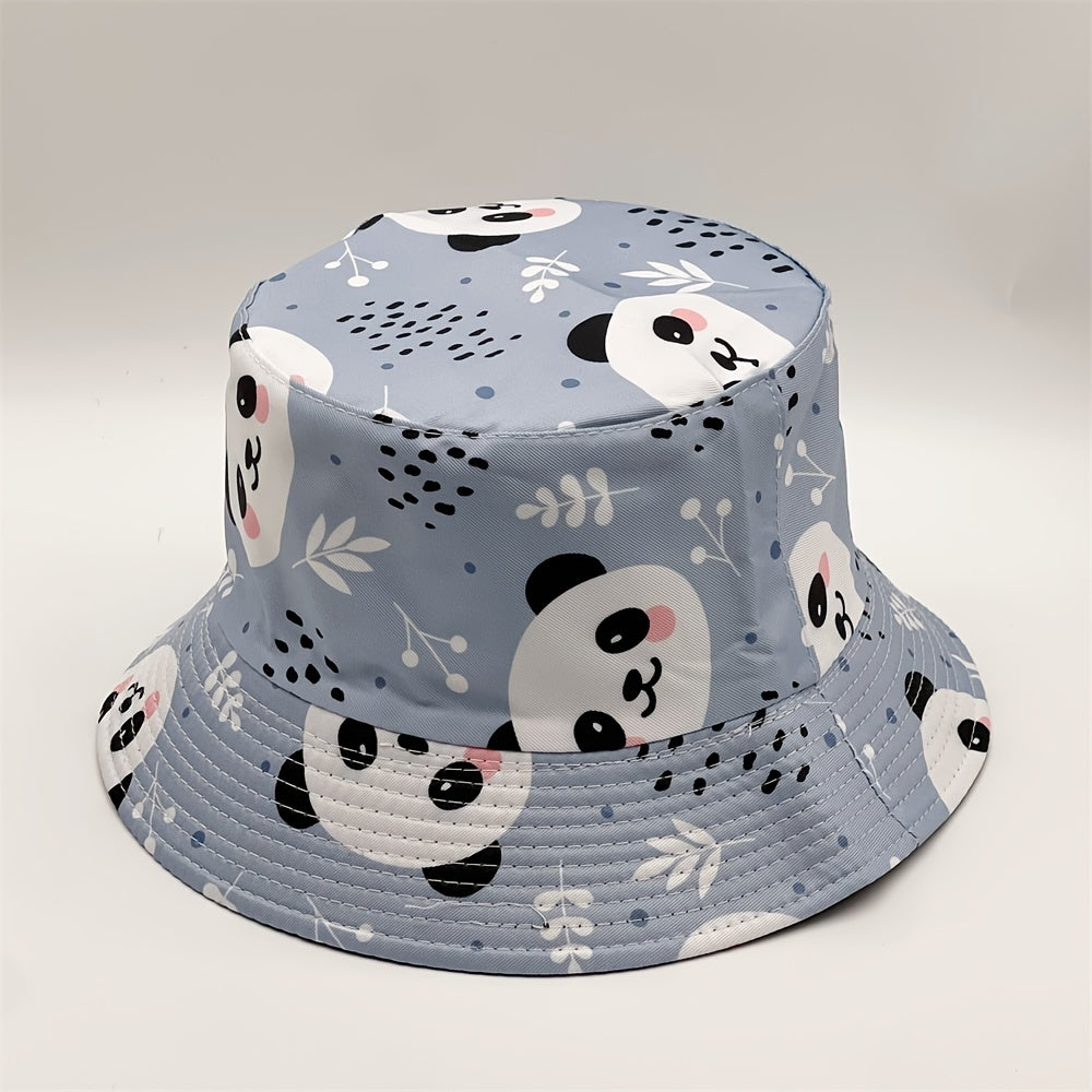 Panda Print Bucket Hat Summer Lightweight Sunscreen Reversible Fisherman Cap