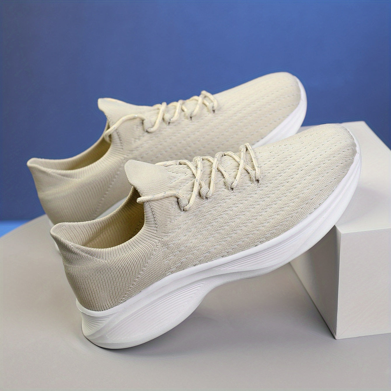 Men's Lace Up Knit Sneakers Breathable Casual Shoes