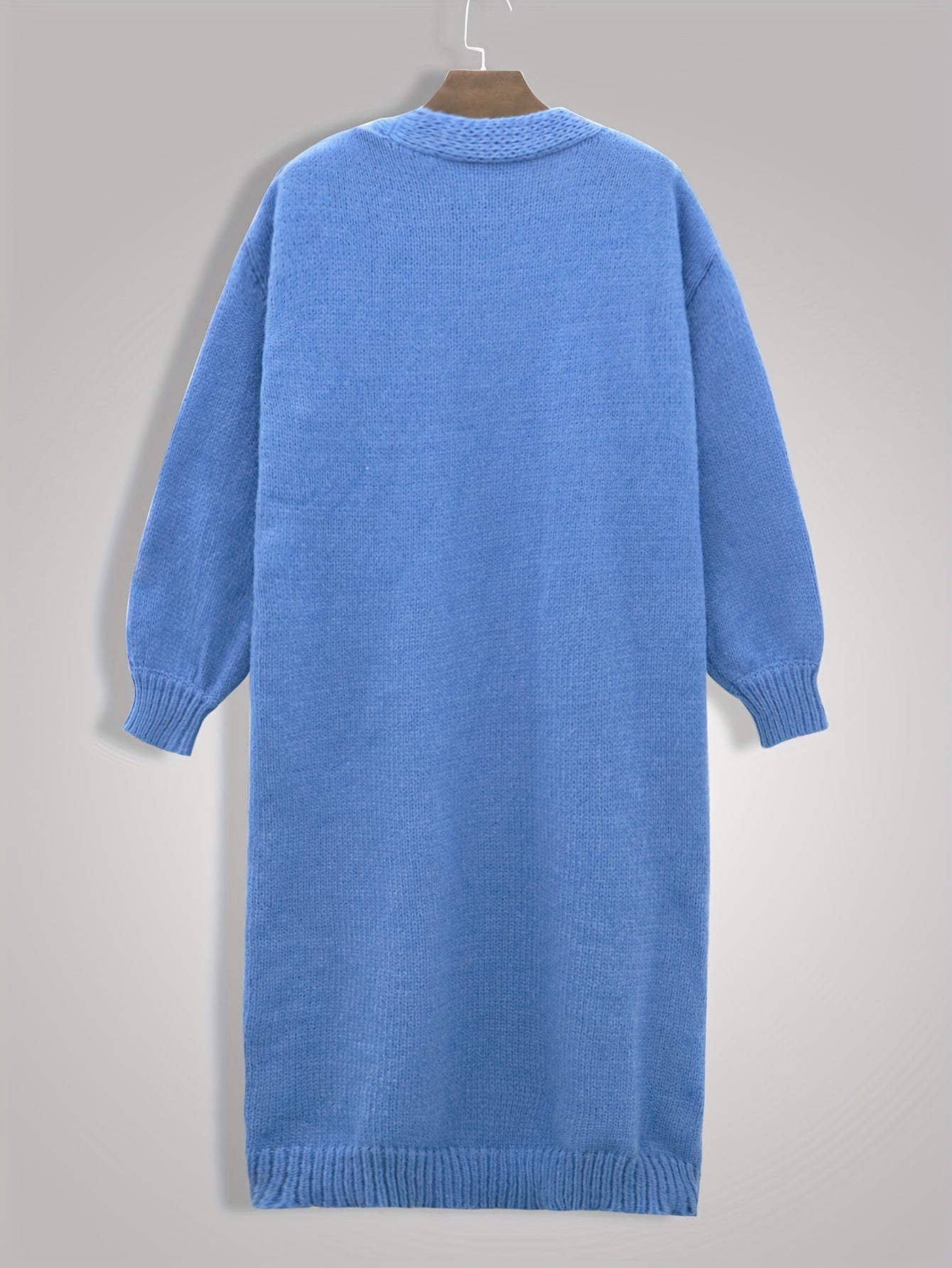 Solid Long Sleeve Open Front Cardigan with Pockets