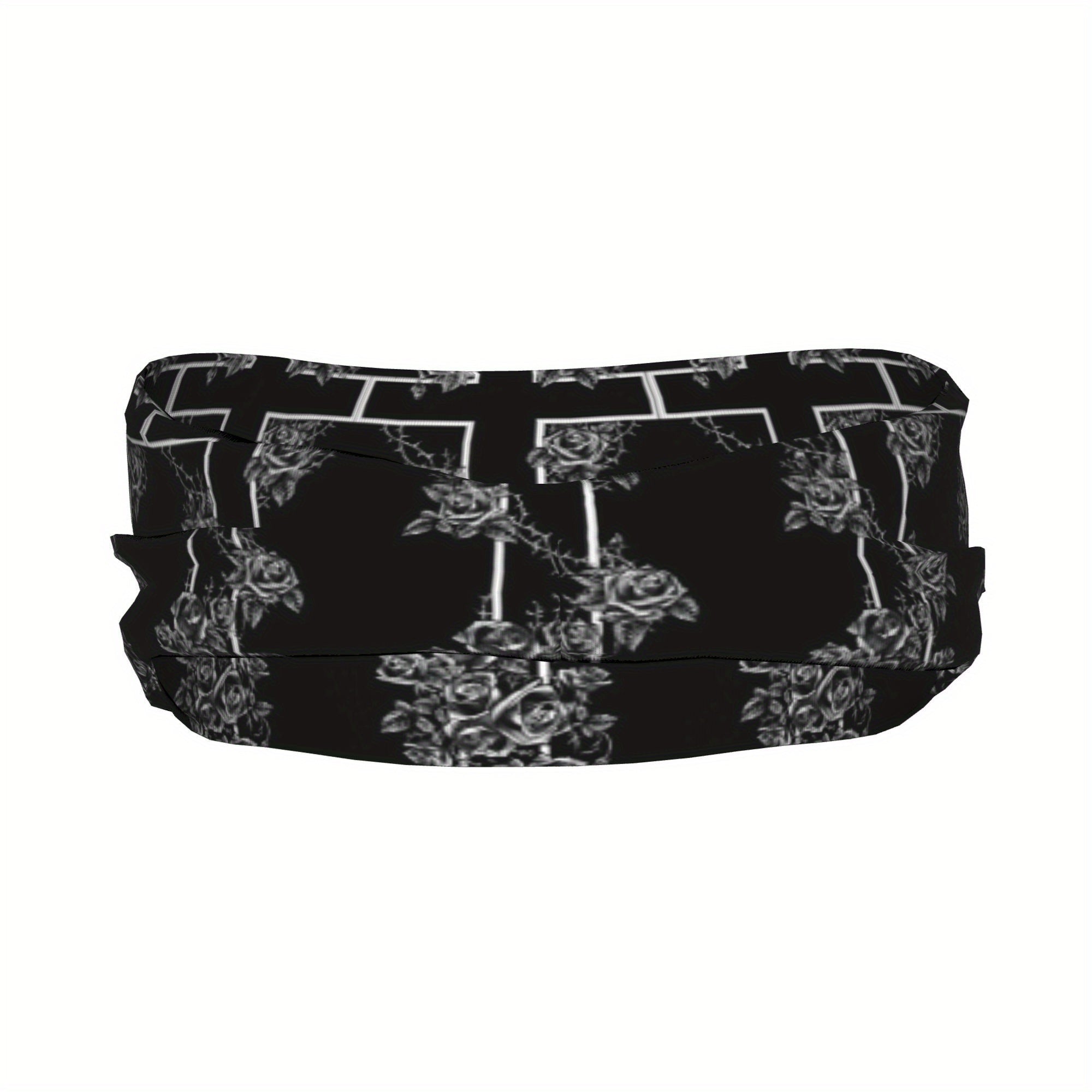 Gothic Floral Sports Headband Sweat Wicking Polyester for Yoga Gym Running